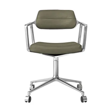 Vipp453 Swivel kontorstol med hjul - Leather bosco green-pol. aluminium - Vipp
