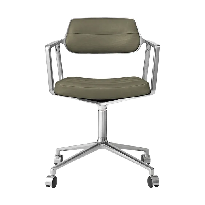 Vipp453 Swivel kontorstol med hjul - Leather bosco green-pol. aluminium - Vipp