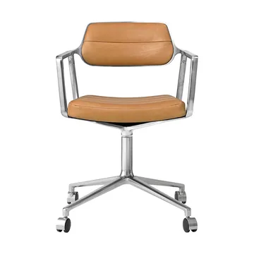 Vipp453 Swivel kontorstol med hjul - Leather camel-pol. aluminium - Vipp