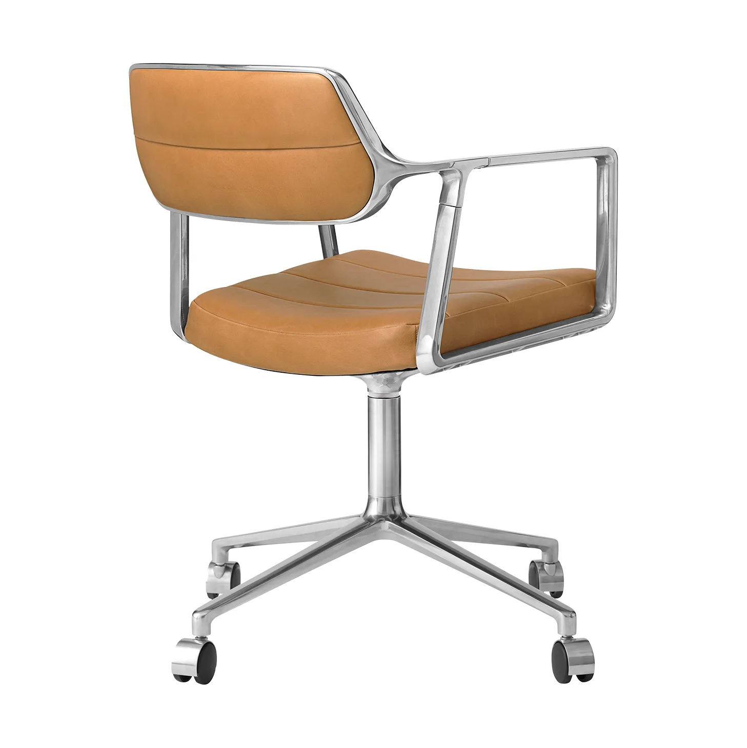 Vipp453 Swivel kontorstol med hjul, Leather camel-pol. aluminium Vipp
