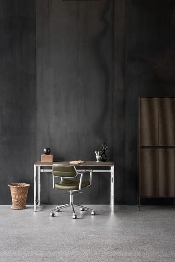 Vipp453+ Swivel kontorstol med hjul - Pol. aluminium-black leather - Vipp