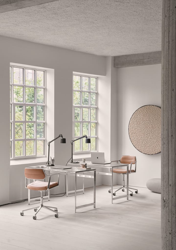 Vipp453+ Swivel kontorstol med hjul, Pol. aluminium-camel leather Vipp