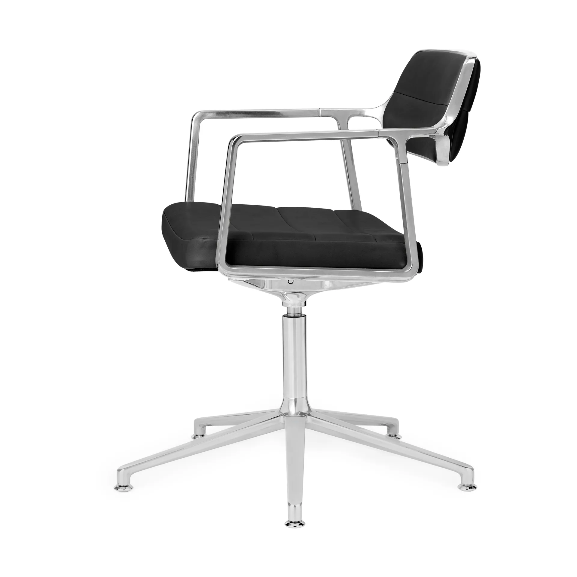 Vipp453+ Swivel kontorstol, Pol. aluminium-black leather Vipp