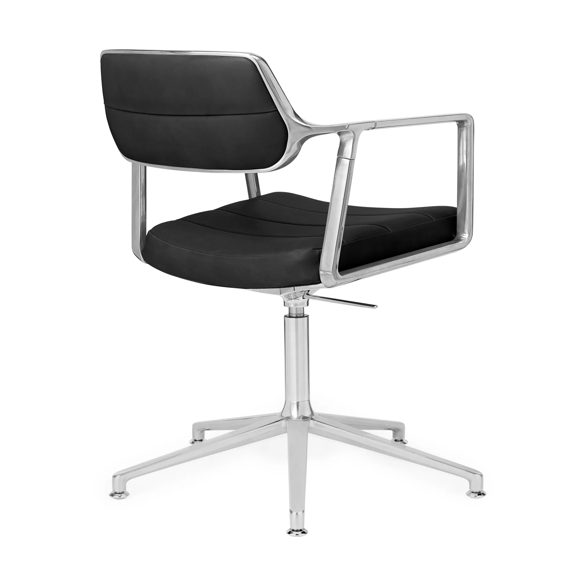 Vipp453+ Swivel kontorstol, Pol. aluminium-black leather Vipp