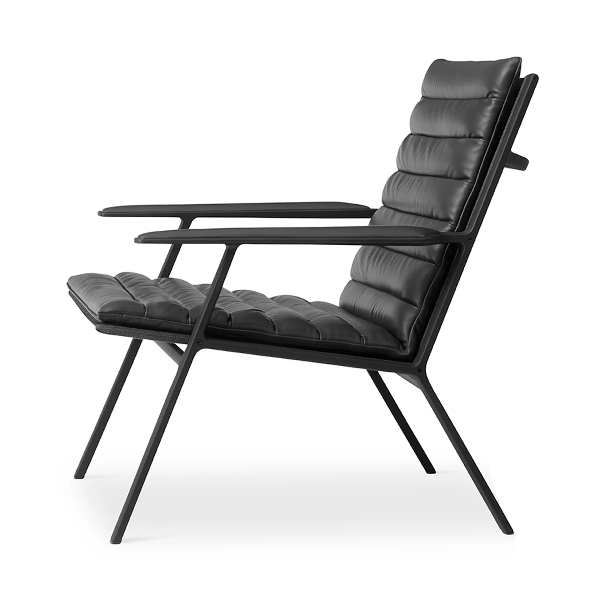 Vipp456 loungestol, Black aluminium-black leather Vipp