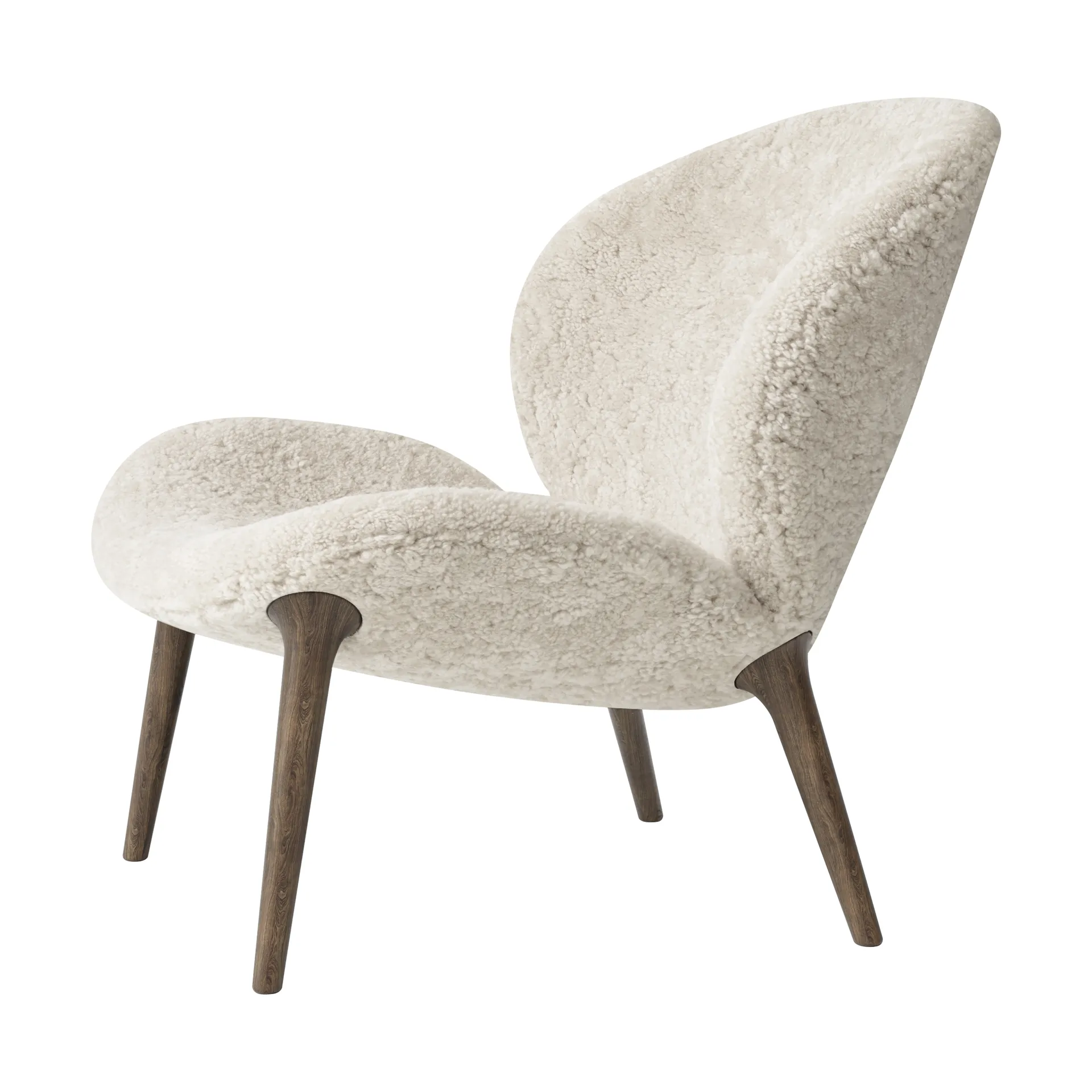 Vipp469 Lodge lounge lenestol low back, Curly 09 off white-dark oak Vipp