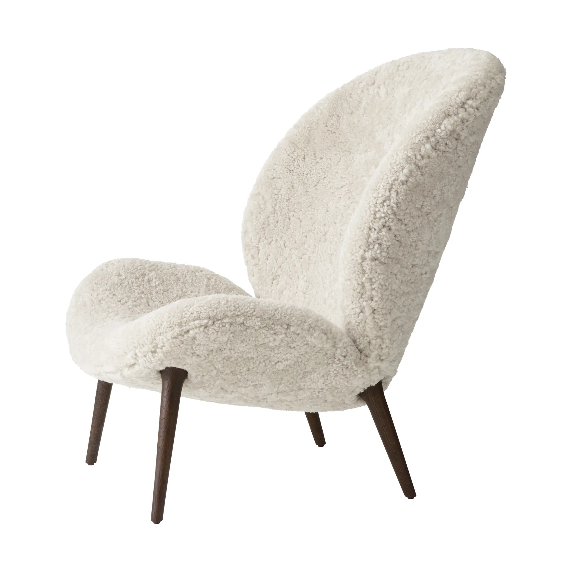 Vipp469 Lodge lounge lenestol low back, Curly 09 off white-dark oak Vipp