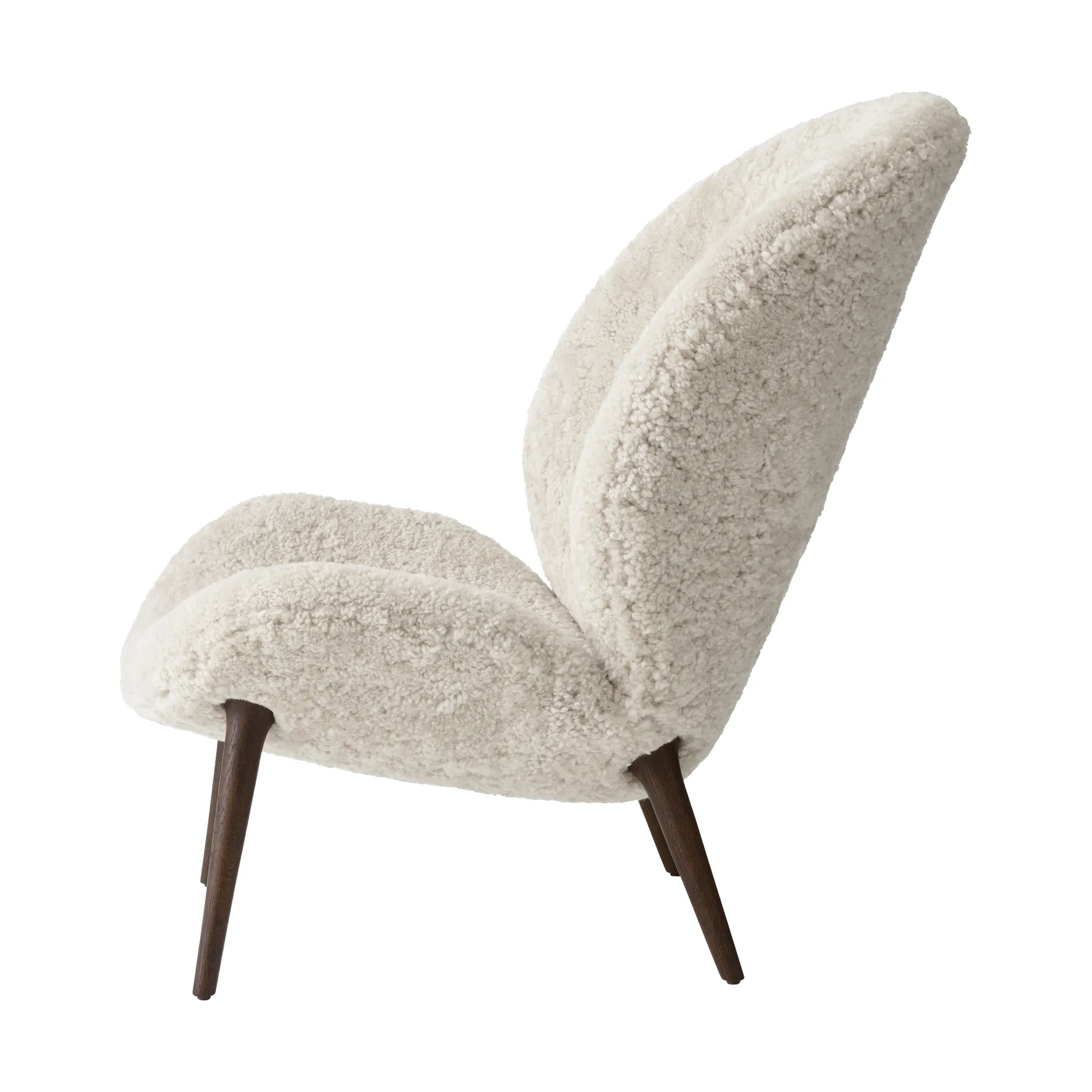 Vipp469 Lodge lounge lenestol low back, Curly 09 off white-dark oak Vipp