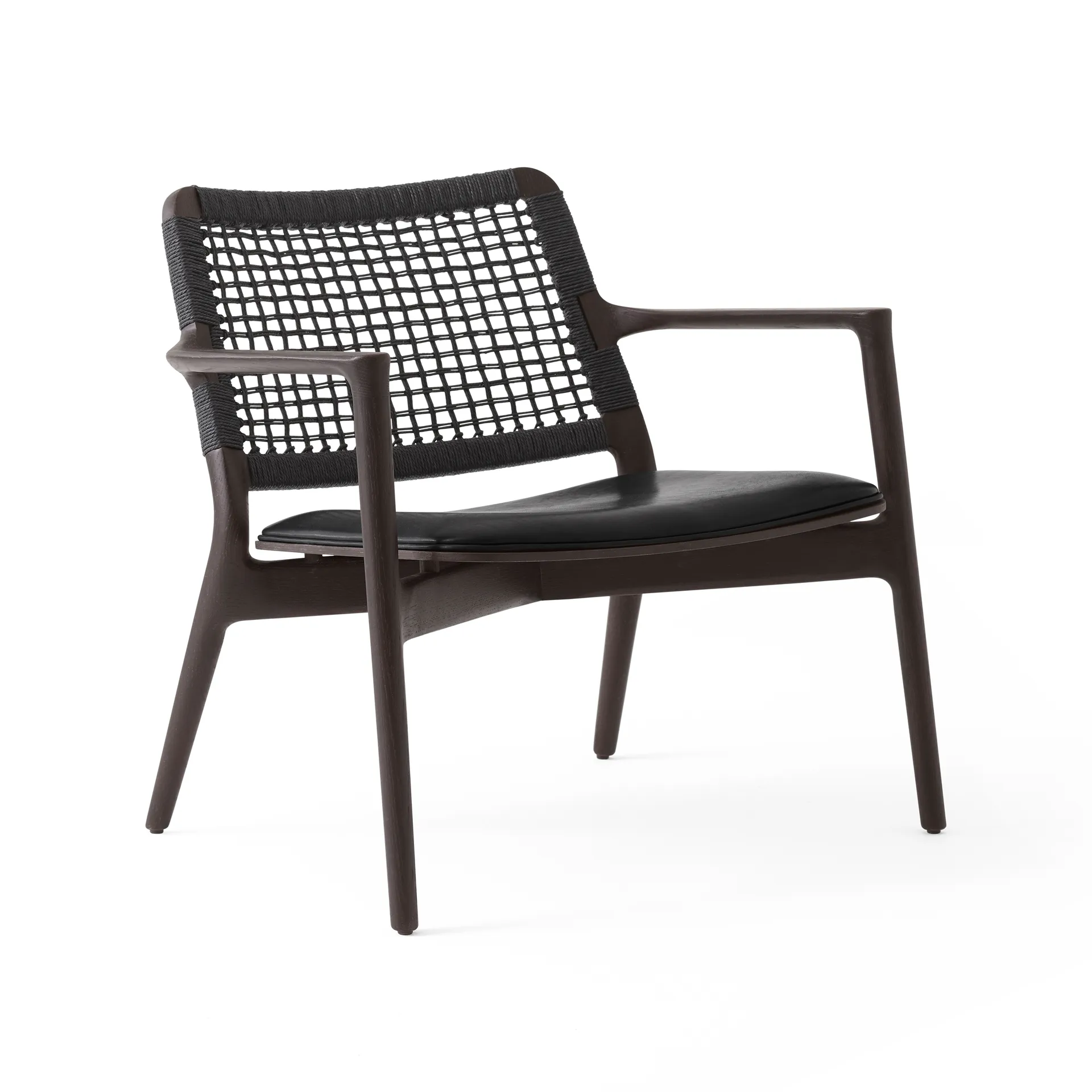 Vipp488 Cabin loungestol, Dark oak-black leather Vipp