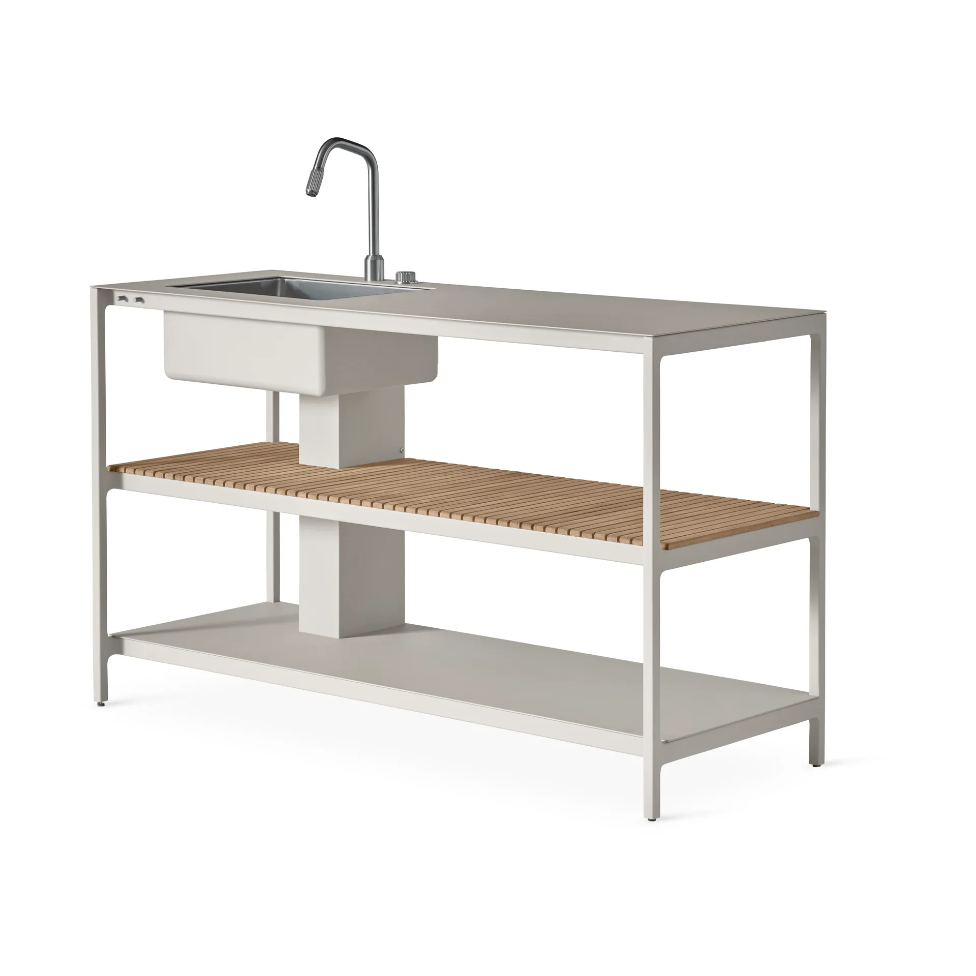 Vipp742 Open-Air kjøkkenmodul med vask, Warm grey, 154x59x93 cm Vipp