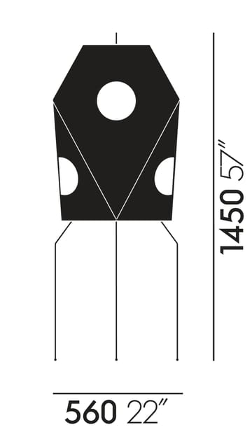 Akari UF3-Q gulvlampe - hvit/svart, shojipapir - Vitra