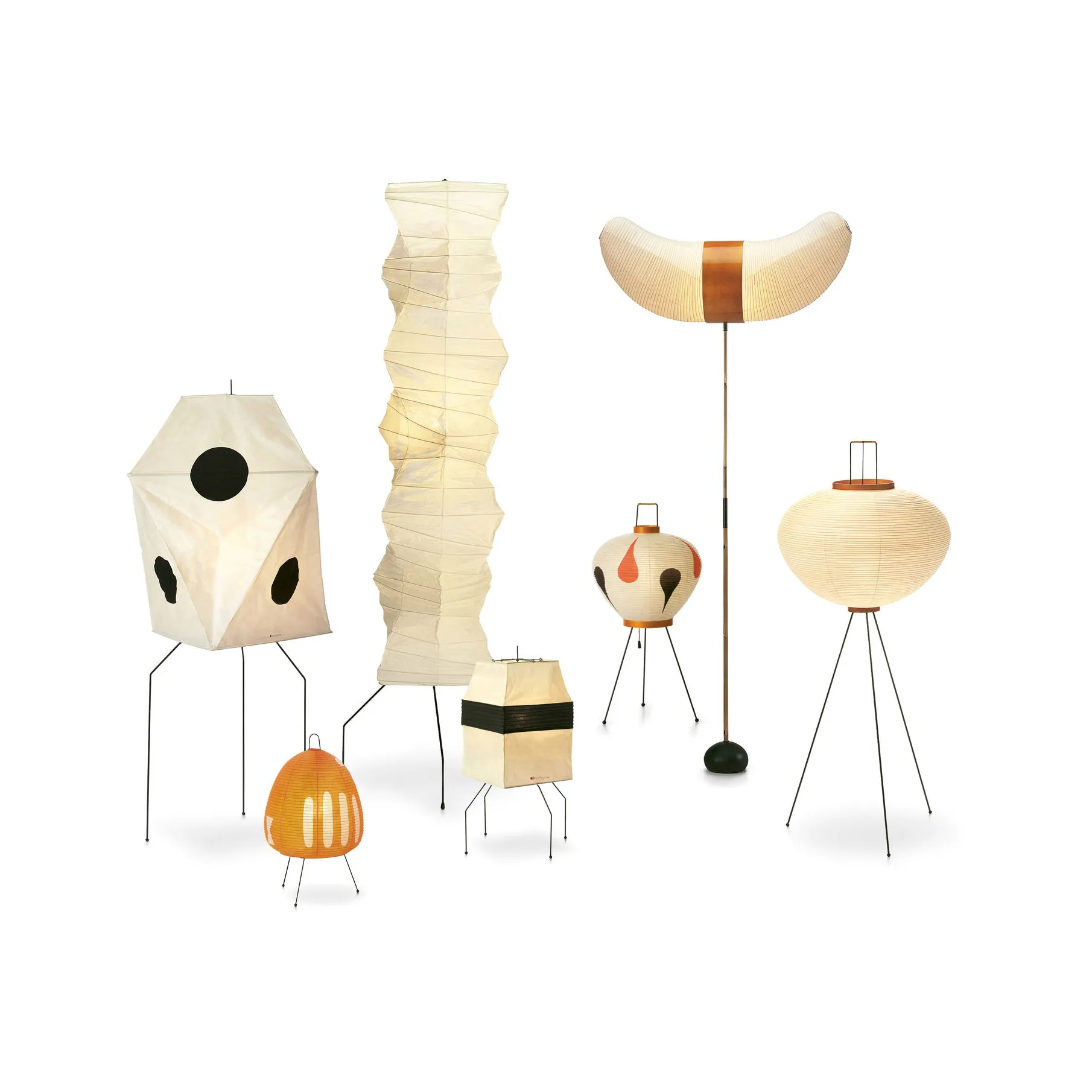 Akari UF3-Q gulvlampe, hvit/svart, shojipapir Vitra