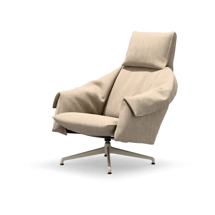 Bascule Highback lenestol - Iroko cream-aluminium/chalk 4-star base, høy rygg - Vitra