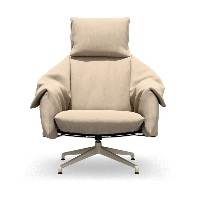 Bascule Highback lenestol, Iroko cream-aluminium/chalk 4-star base, høy rygg Vitra