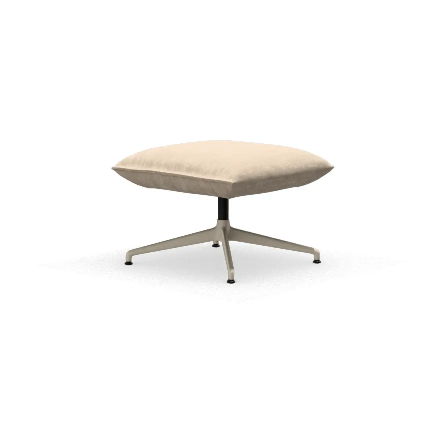 Bascule Ottoman fotskammel, Iroko cream-aluminium/chalk 4-stjerners fot Vitra