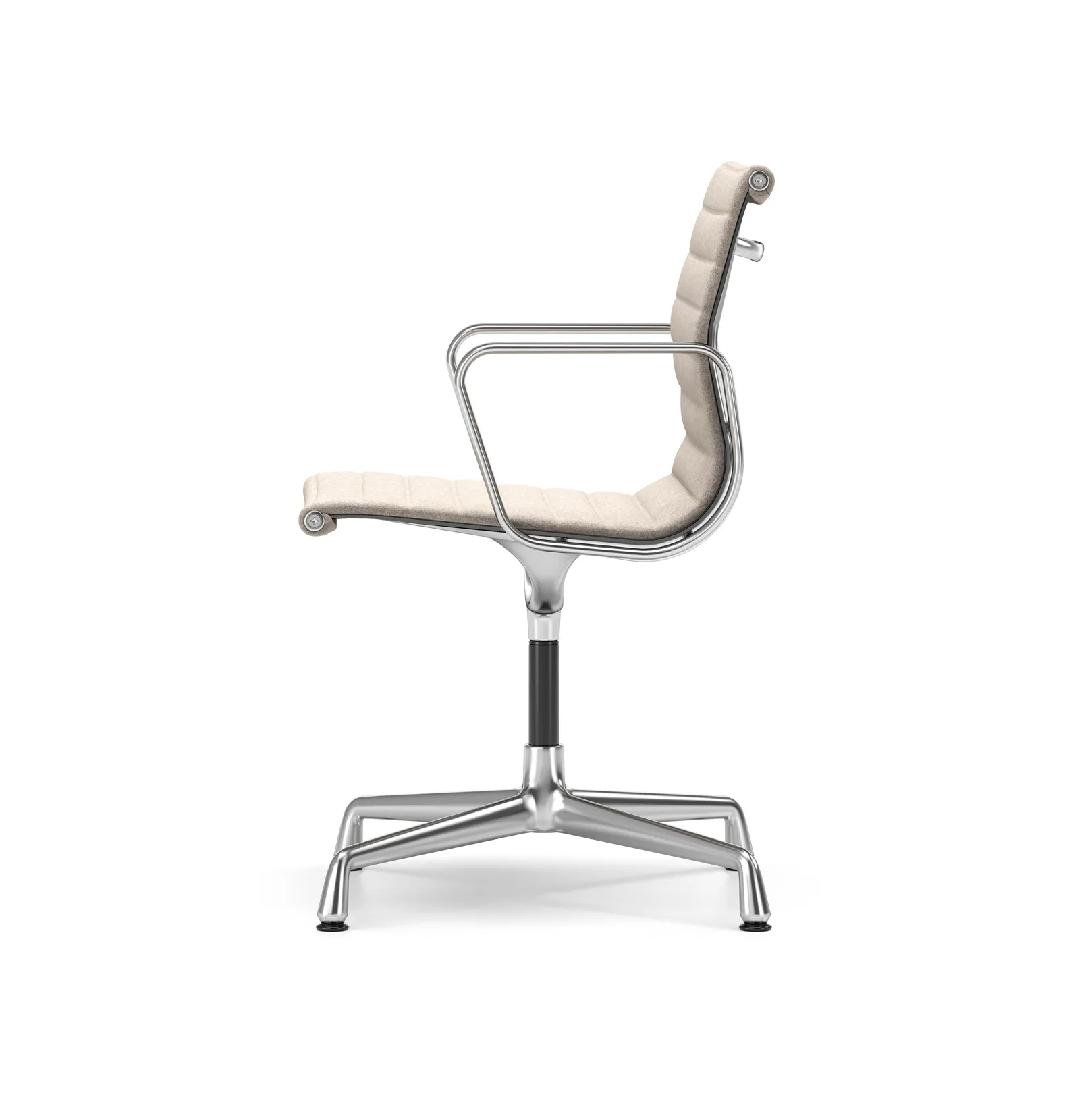 EA 104 stol med armlene polert kromert svingstativ, Fossil (filttøfler) Vitra