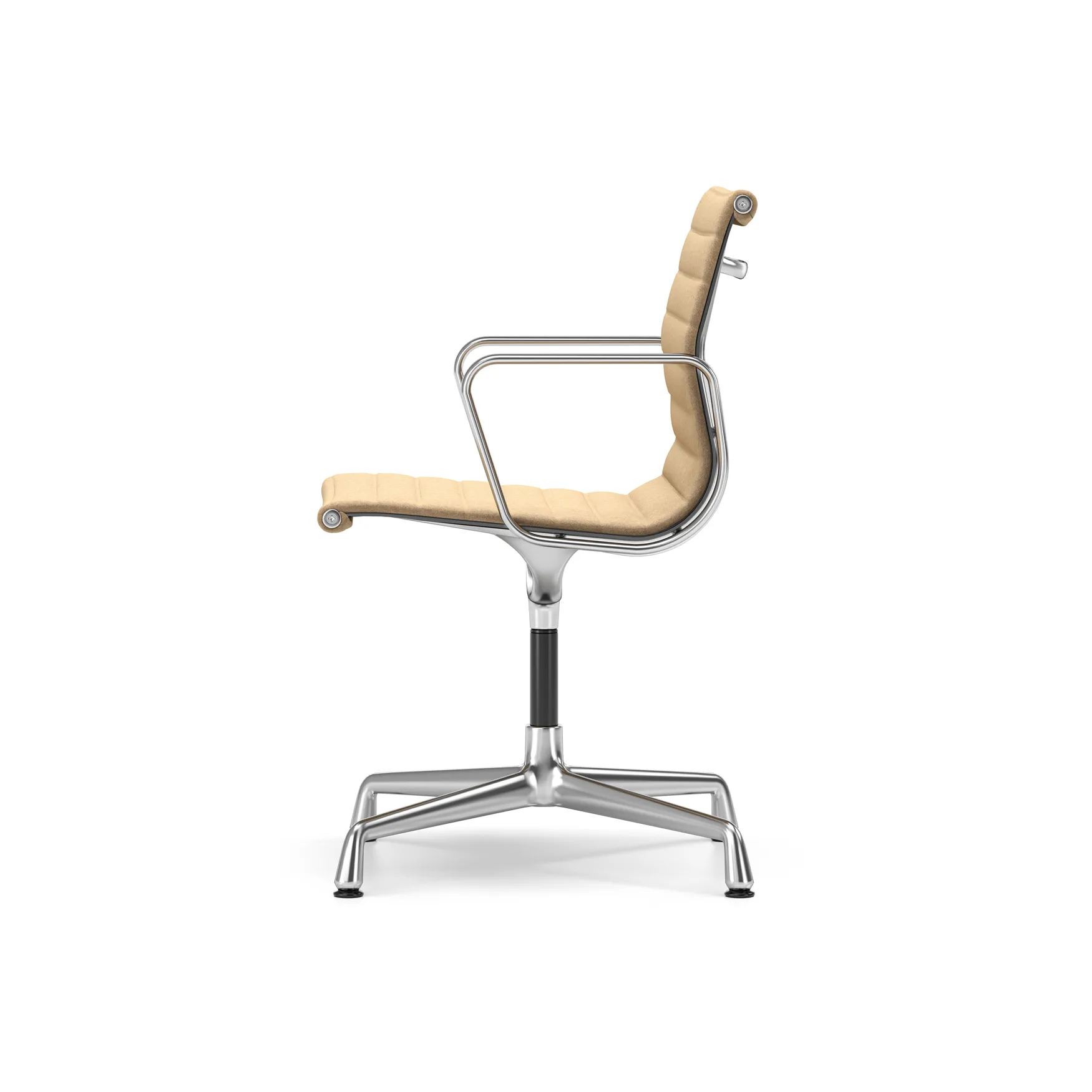 EA 104 stol med armlene polert kromert svingstativ, Papyrus (filttøfler) Vitra