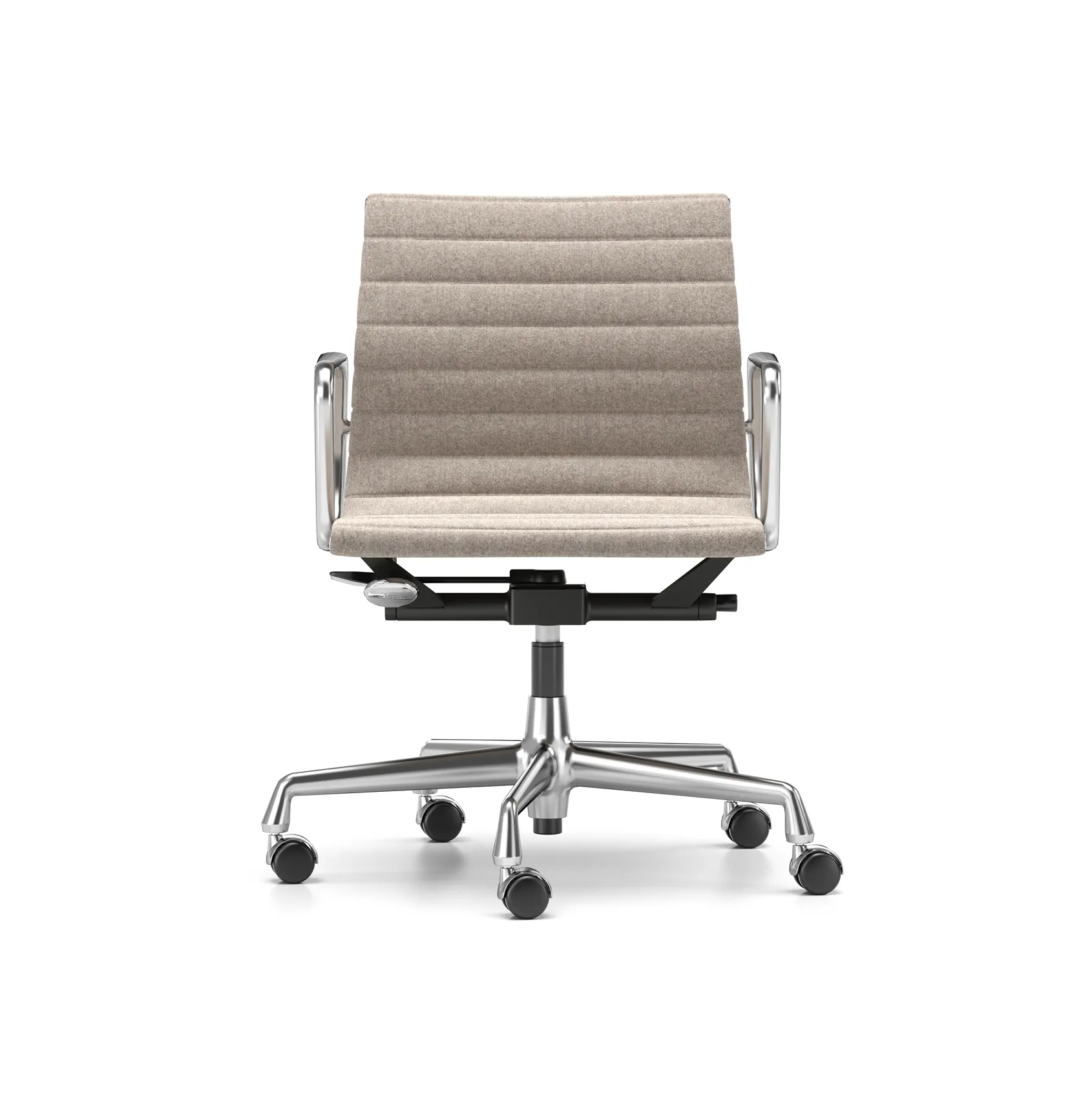 EA 117 stol høy- og senkbar polert krom, Fossil myke hjul brems Vitra