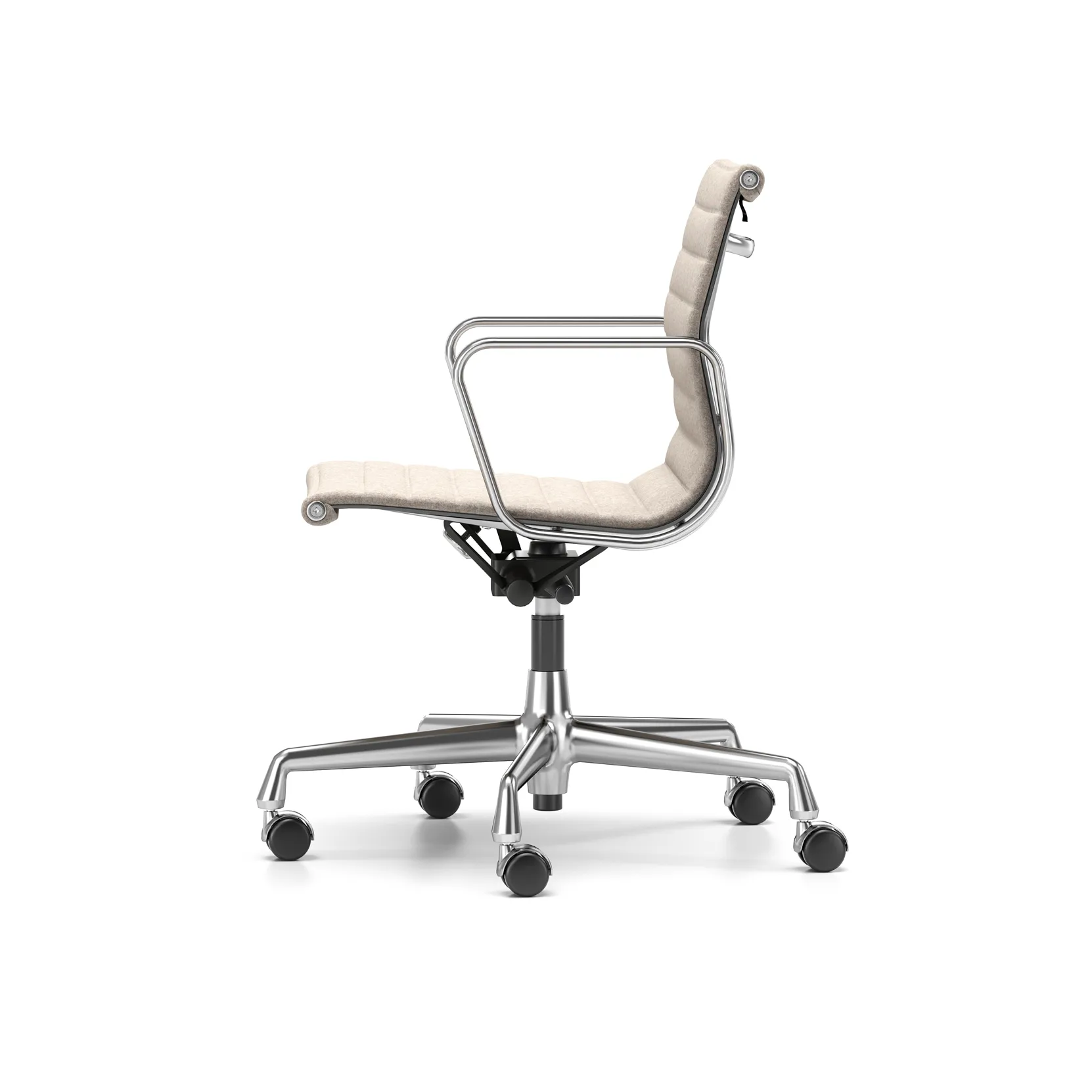 EA 117 stol høy- og senkbar polert krom, Fossil myke hjul brems Vitra