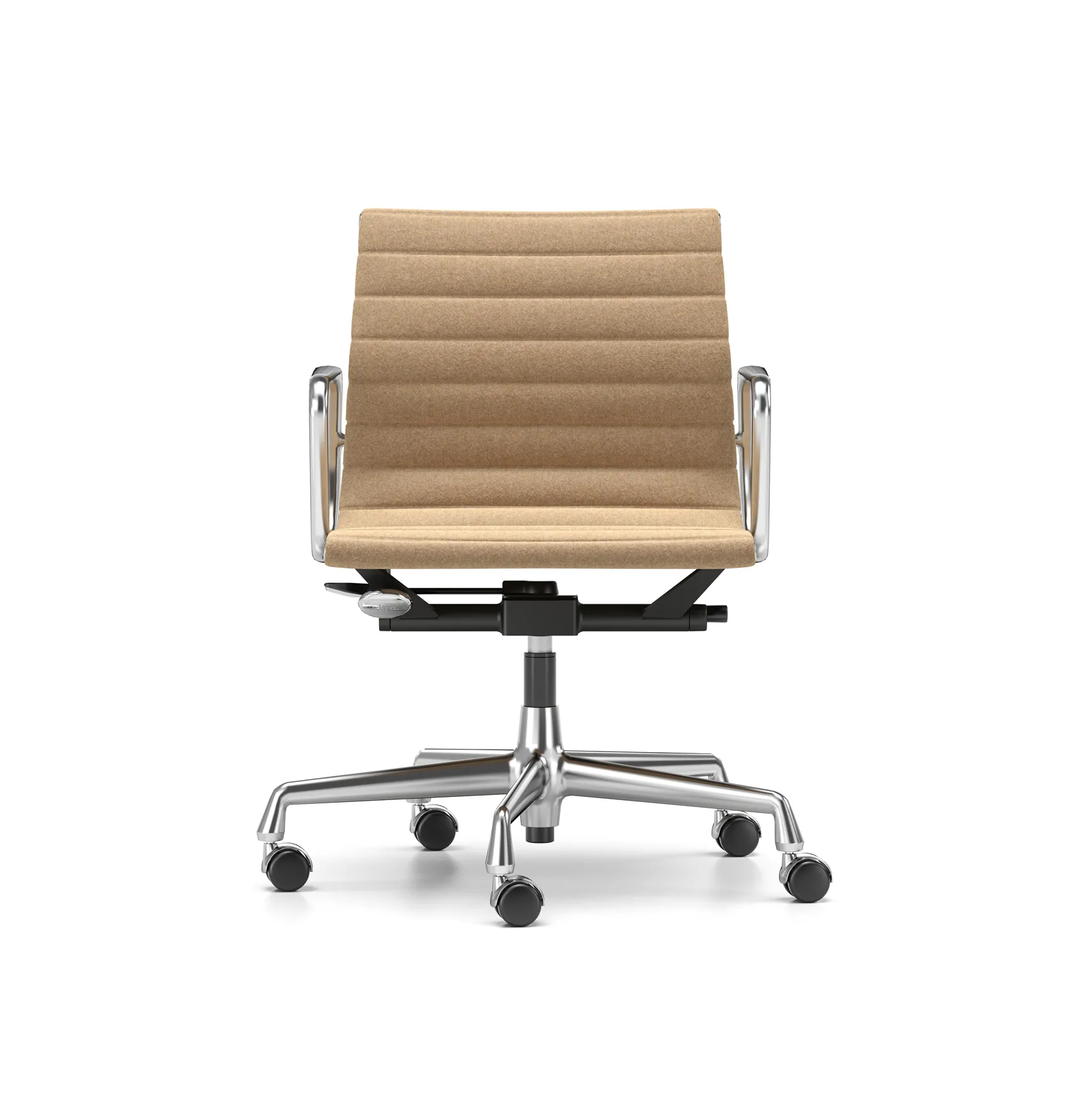 EA 117 stol høy- og senkbar polert krom, Papyrus myke hjul brems Vitra