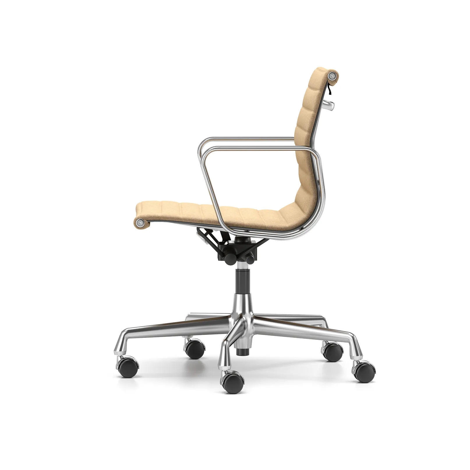 EA 117 stol høy- og senkbar polert krom, Papyrus myke hjul brems Vitra
