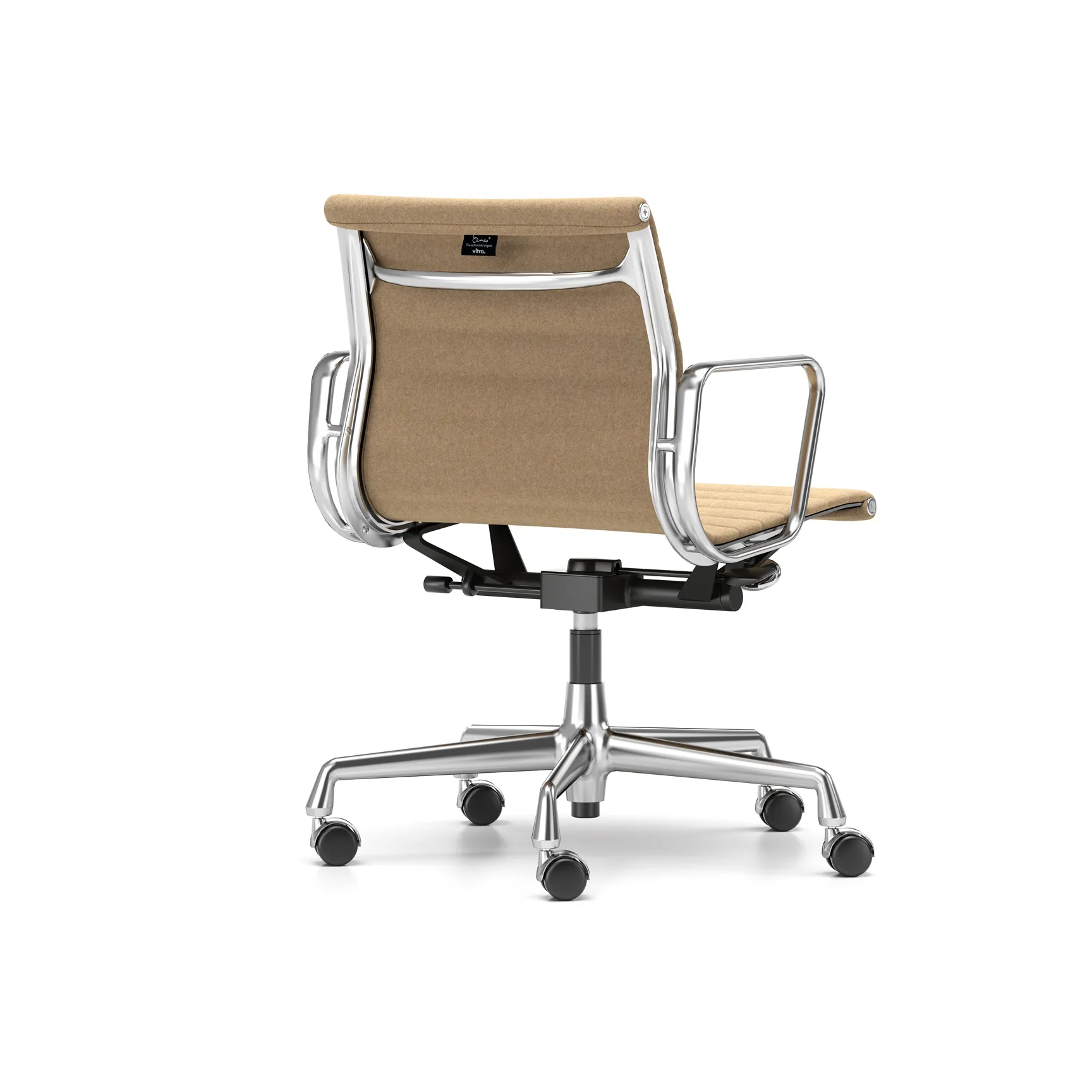 EA 117 stol høy- og senkbar polert krom, Papyrus myke hjul brems Vitra