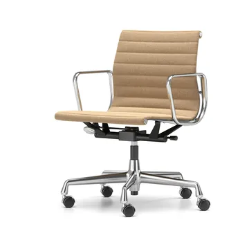 EA 118 stol høy- og senkbar polert krom - Cosy Papyrus myke hjul brems - Vitra