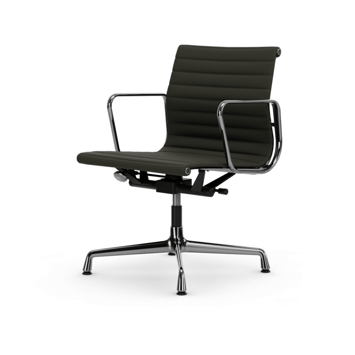 EA132 Aluminium Chair kontorstol filt glidere - 61 umbra grått skinn L50-krom - Vitra