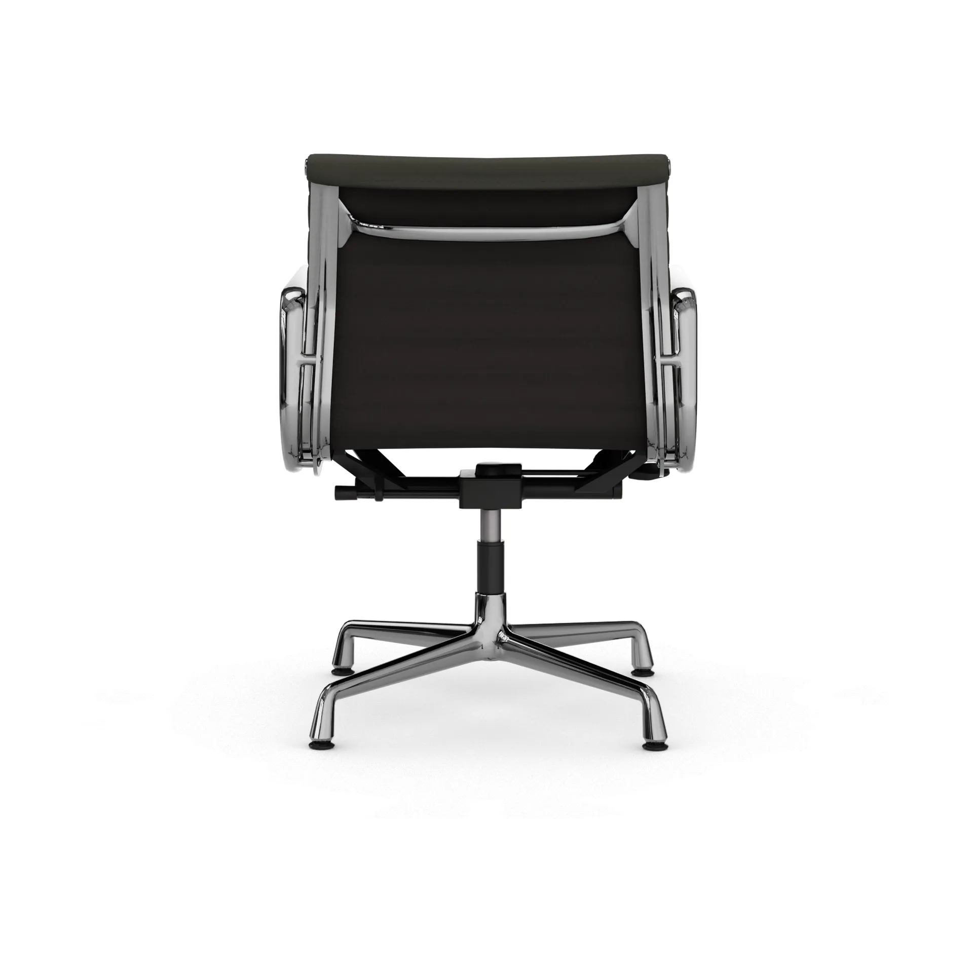 EA132 Aluminium Chair kontorstol filt glidere, 61 umbra grått skinn L50-krom Vitra