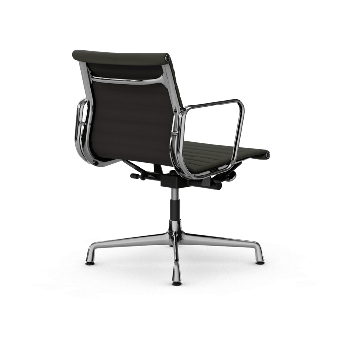 EA132 Aluminium Chair kontorstol filt glidere, 61 umbra grått skinn L50-krom Vitra