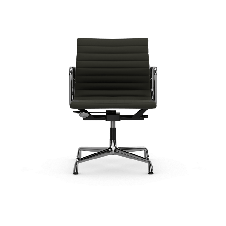 EA132 Aluminium Chair kontorstol filt glidere, 61 umbra grått skinn L50-krom Vitra