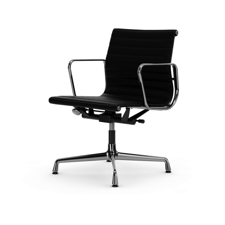 EA132 Aluminium Chair kontorstol filt glidere - 66 nero black leather-polished - Vitra