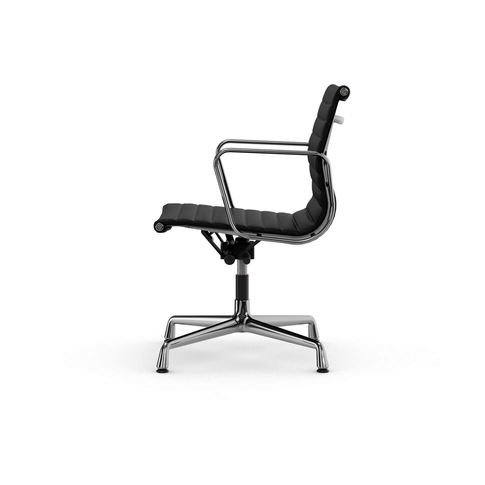 EA132 Aluminium Chair kontorstol filt glidere, 66 nero black leather-polished Vitra