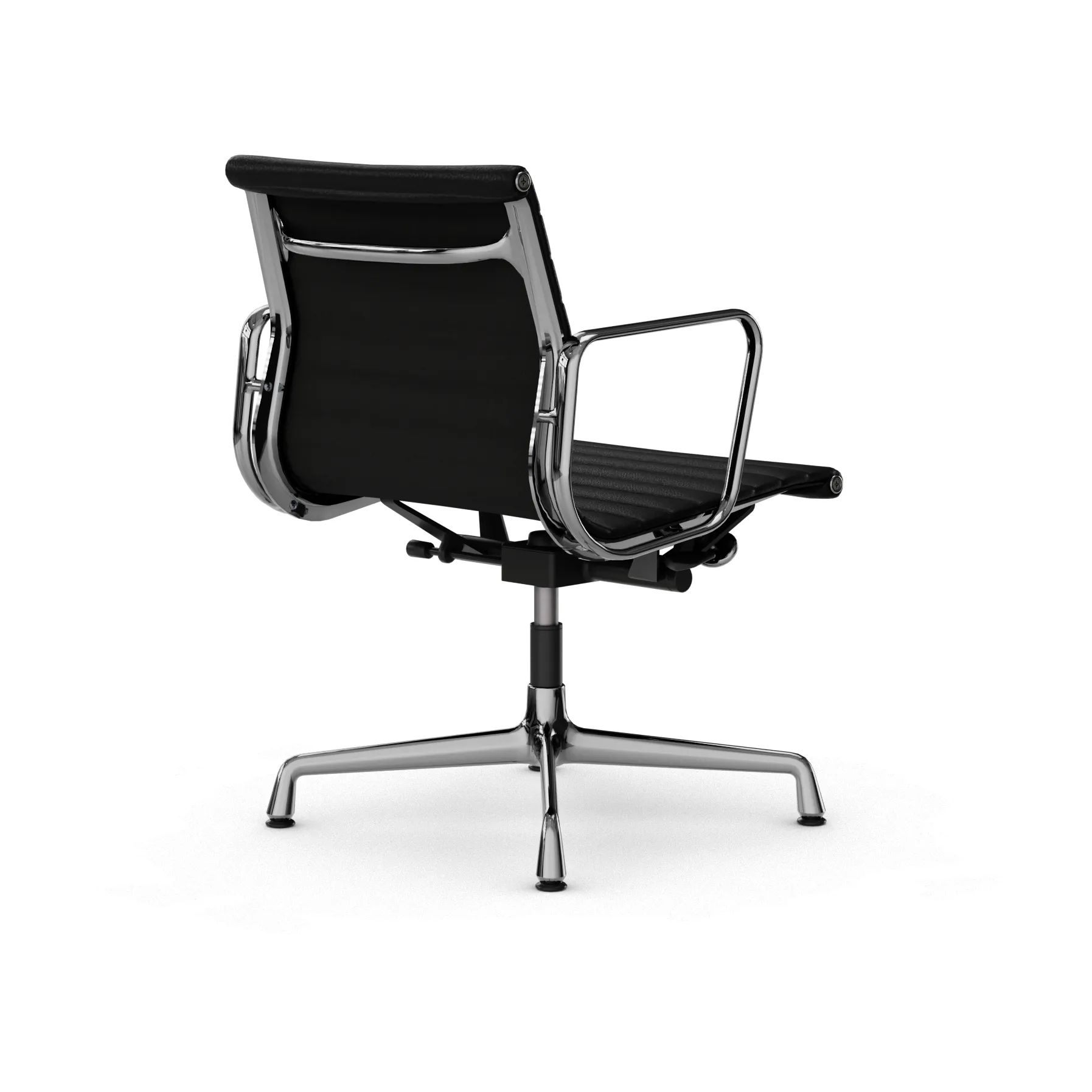 EA132 Aluminium Chair kontorstol filt glidere, 66 nero black leather-polished Vitra