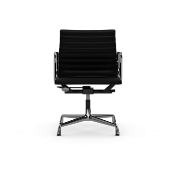 EA132 Aluminium Chair kontorstol filt glidere - 66 nero black leather-polished - Vitra