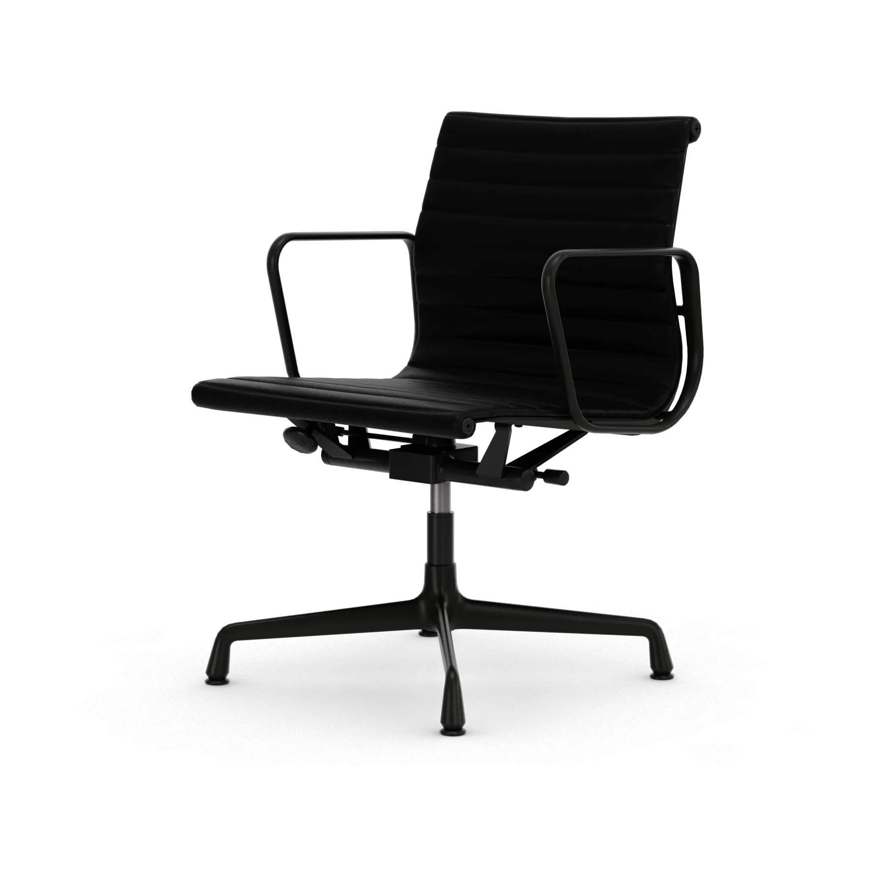 EA132 Aluminium Chair kontorstol filt glidere, 66 nero leather L20-dyp svart Vitra