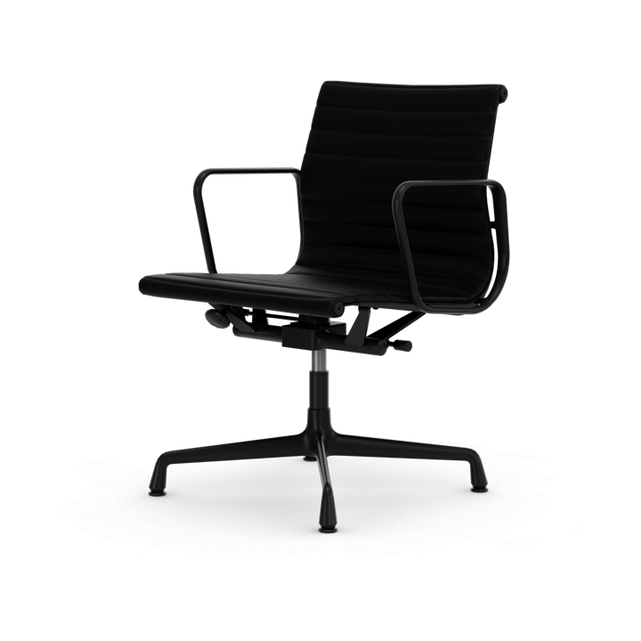 EA132 Aluminium Chair kontorstol filt glidere - 66 nero leather L20-dyp svart - Vitra