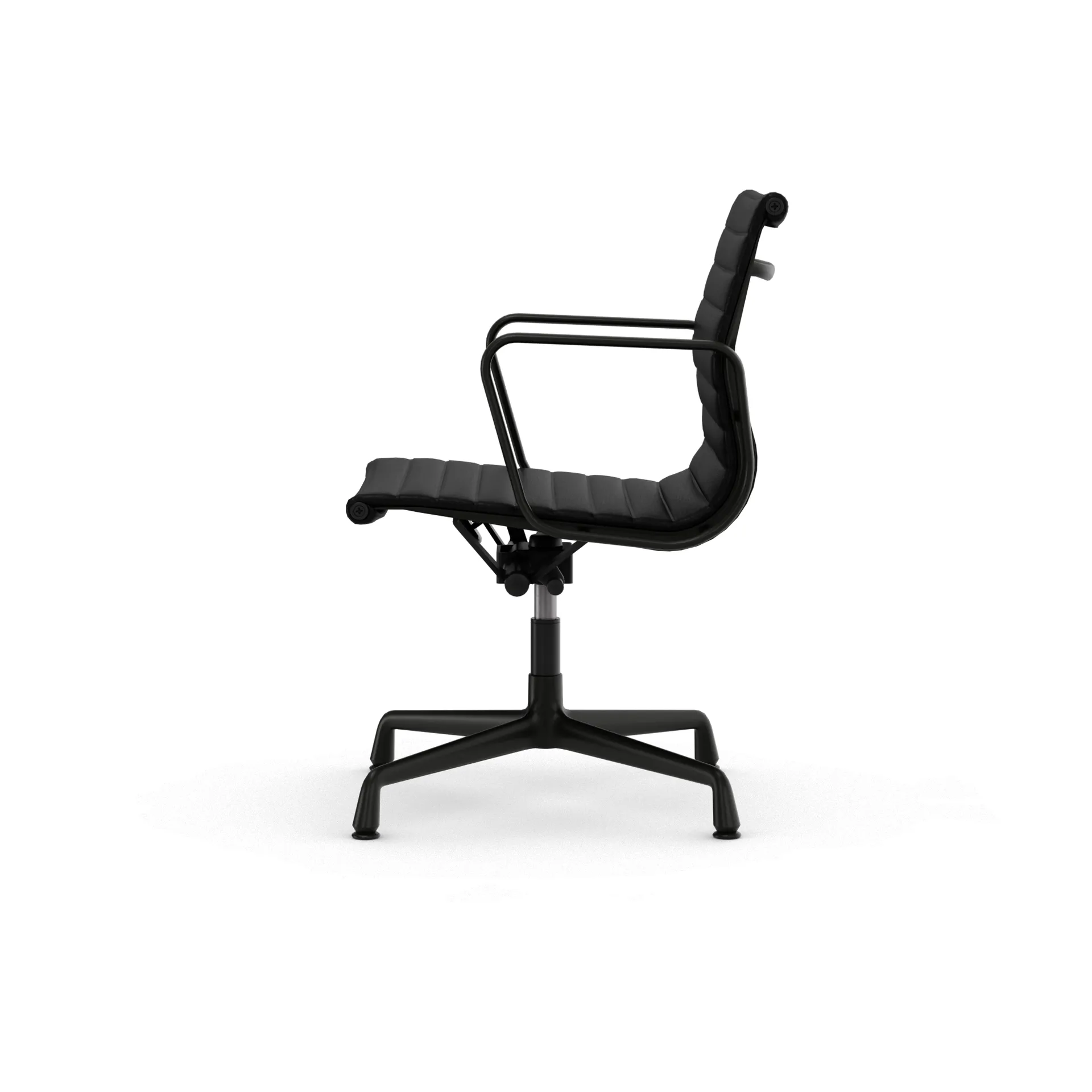 EA132 Aluminium Chair kontorstol filt glidere, 66 nero leather L20-dyp svart Vitra