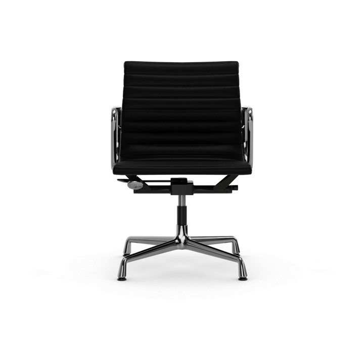 EA132 Aluminium Chair kontorstol filt glidere, 66 nero leather L20-krom Vitra