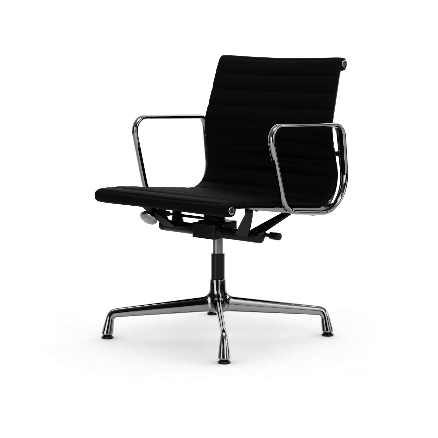 EA132 Aluminium Chair kontorstol filt glidere, 66 nero leather L50-krom Vitra