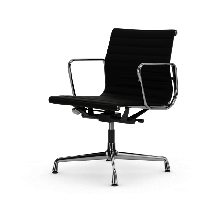 EA132 Aluminium Chair kontorstol filt glidere - 66 nero leather L50-krom - Vitra