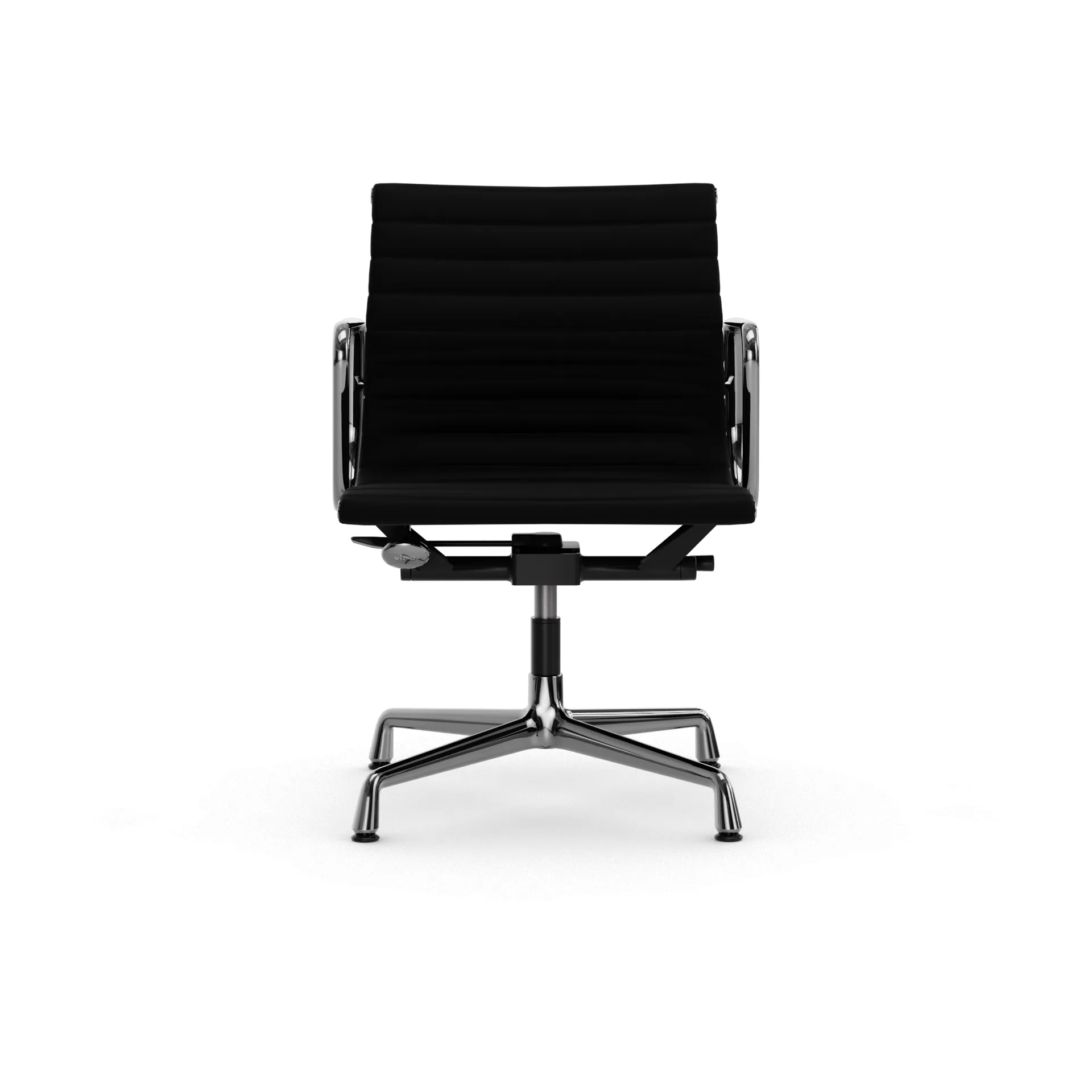 EA132 Aluminium Chair kontorstol filt glidere, 66 nero leather L50-krom Vitra