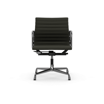 EA132 Aluminium Chair kontorstol filt glidere - 69 umbra grå lær L50-polert - Vitra