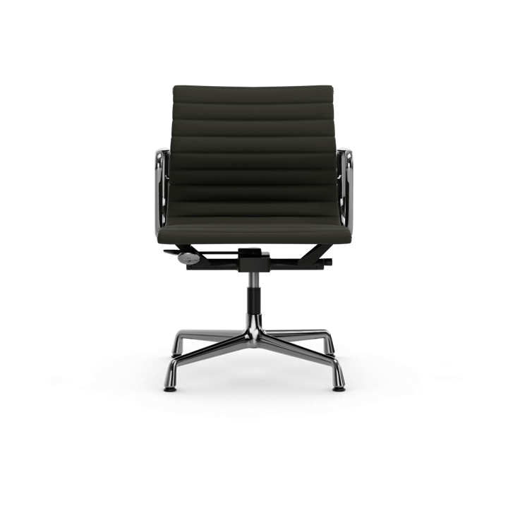 EA132 Aluminium Chair kontorstol filt glidere, 69 umbra grå lær L50-polert Vitra