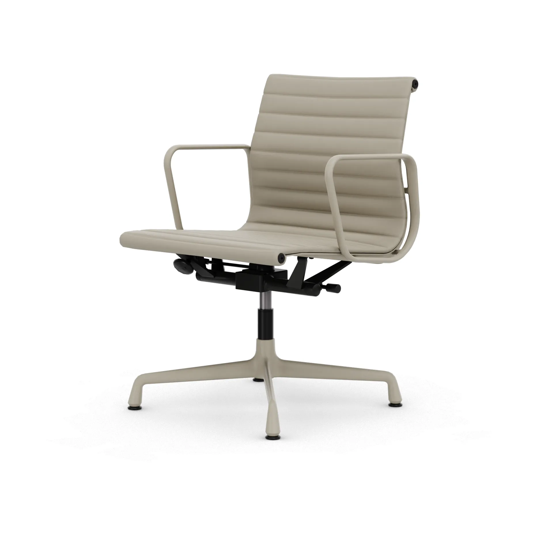 EA132 Aluminium Chair kontorstol filt glidere, 73 Clay leather-37 chalk powder coated Vitra