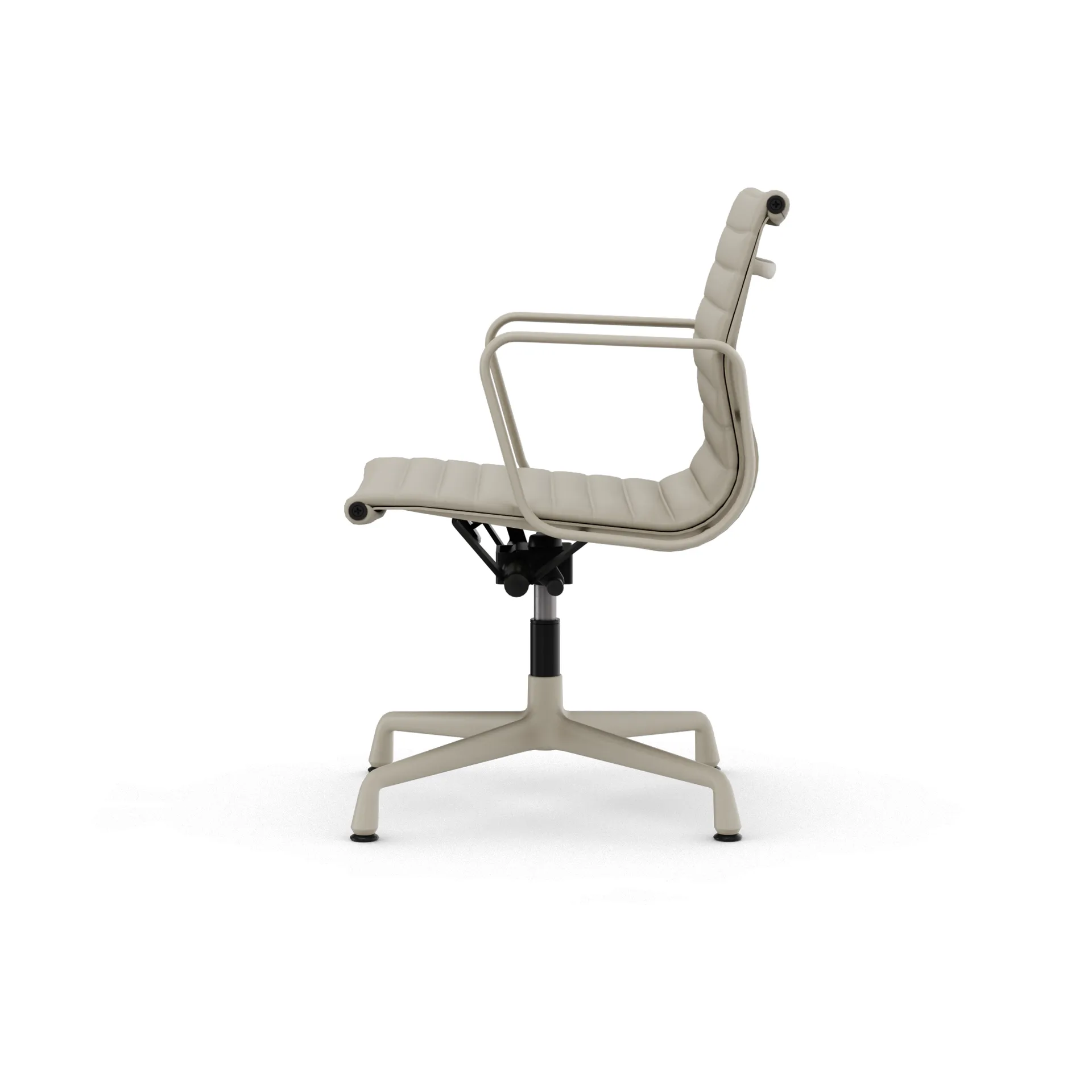 EA132 Aluminium Chair kontorstol filt glidere, 73 Clay leather-37 chalk powder coated Vitra