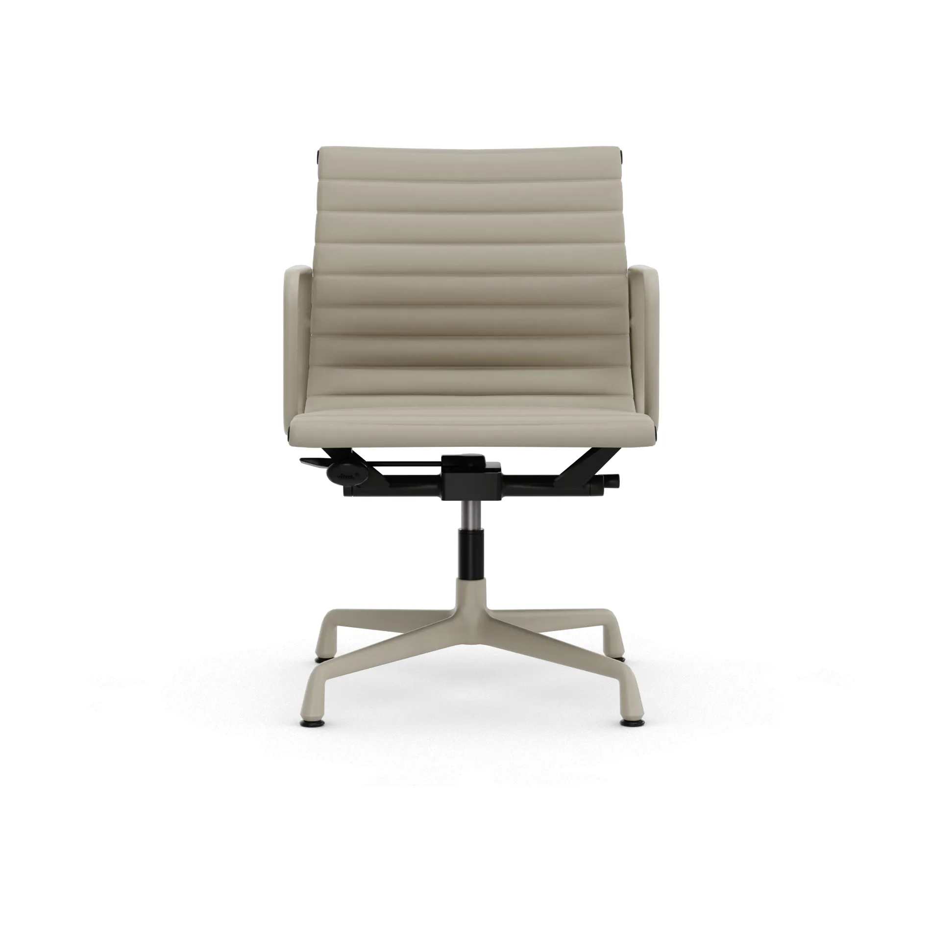 EA132 Aluminium Chair kontorstol filt glidere, 73 Clay leather-37 chalk powder coated Vitra