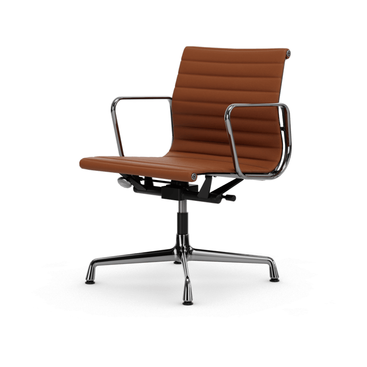 EA132 Aluminium Chair kontorstol filt glidere - 97 cognac leather L20-polished - Vitra