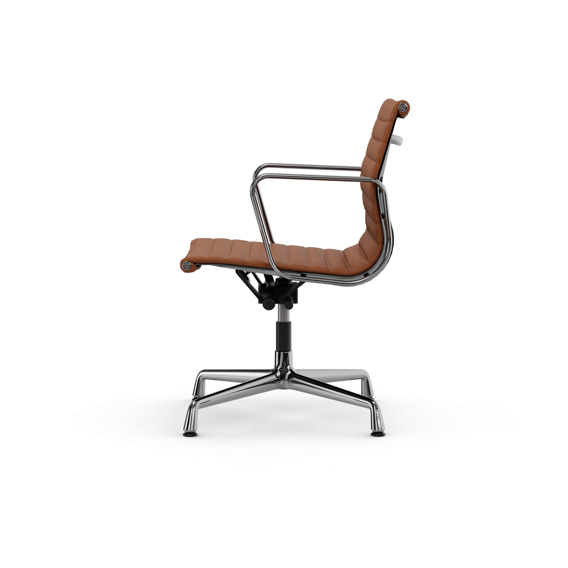 EA132 Aluminium Chair kontorstol filt glidere, 97 cognac leather L20-polished Vitra