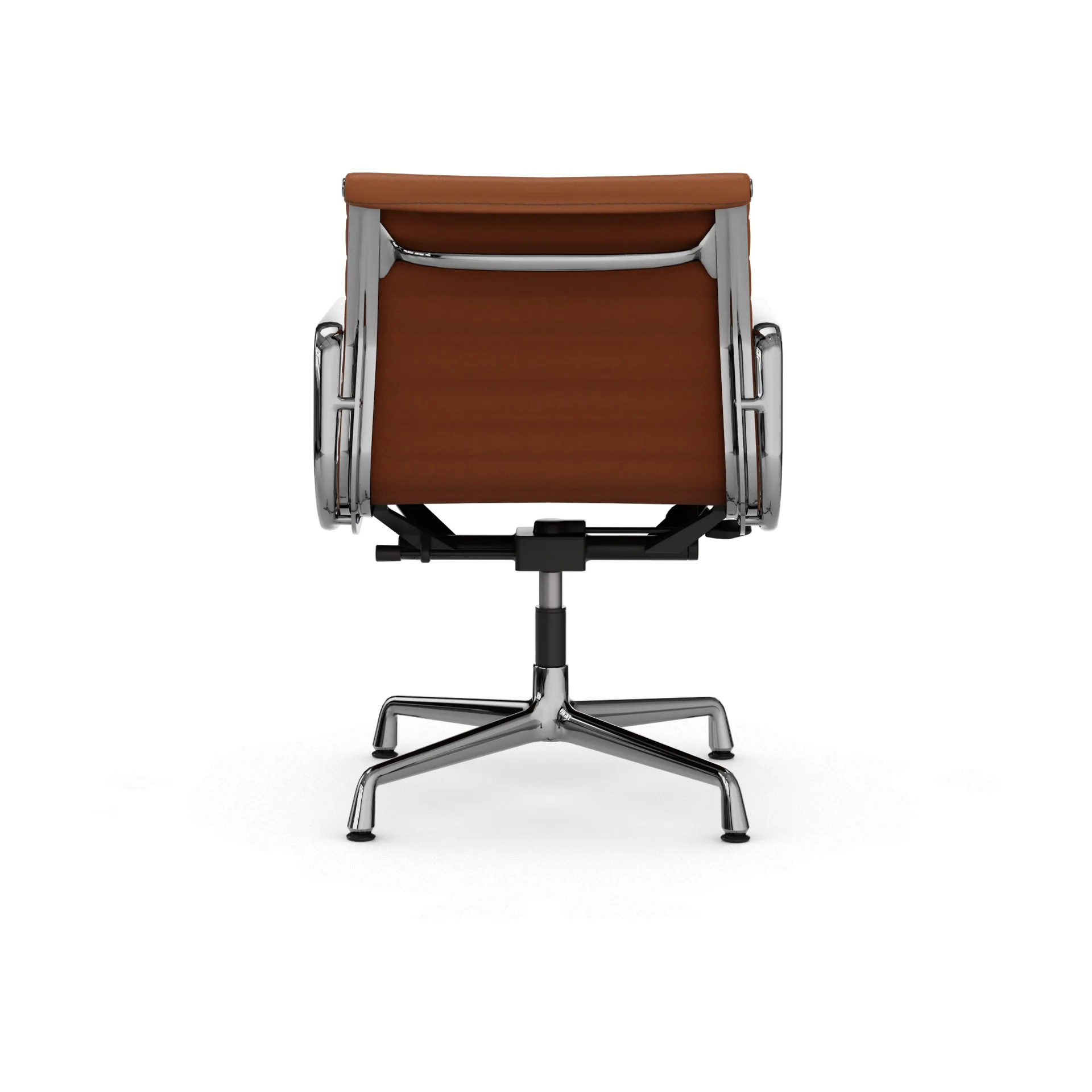EA132 Aluminium Chair kontorstol filt glidere, 97 cognac leather L20-polished Vitra